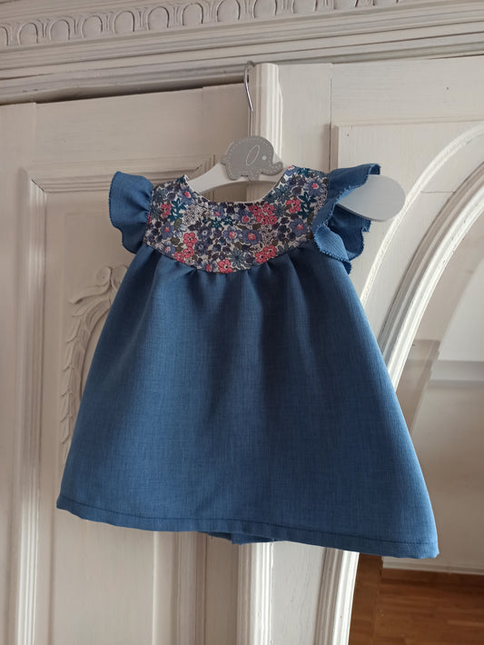 Robe bleu liberty à volants